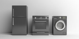 refrigerator, stove and washing machine